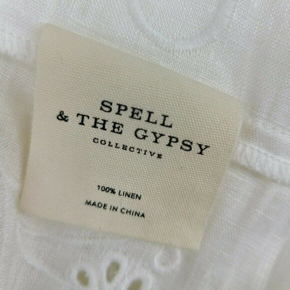 New Spell & The Gypsy Collective Lala Linen Shift Dress Womens Small White Tunic - Picture 11 of 12